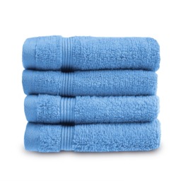 Zero Twist Egyptian Cotton Face Cloths Pack of 4 - Cornish Blue
