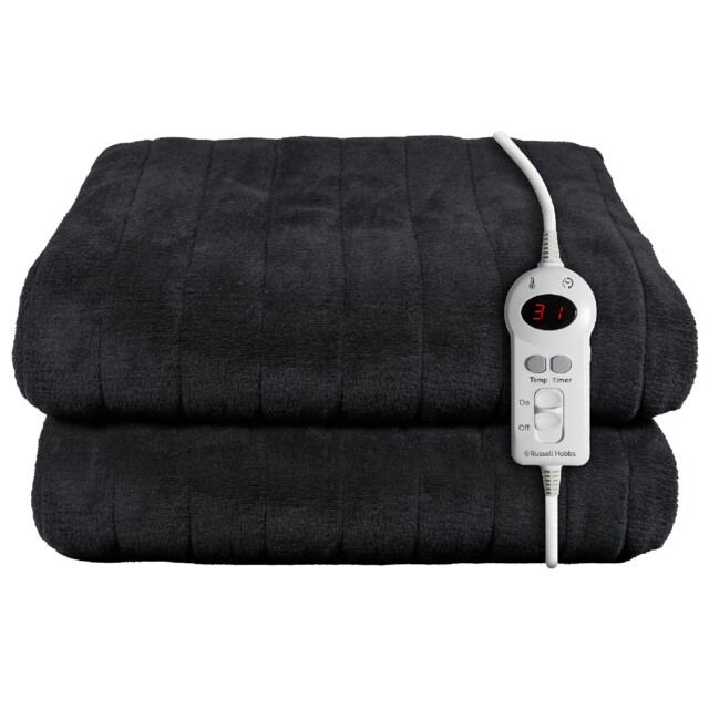 Russell Hobbs RHHT1004BLA Electric Blanket Black Heated Throw Microfleece