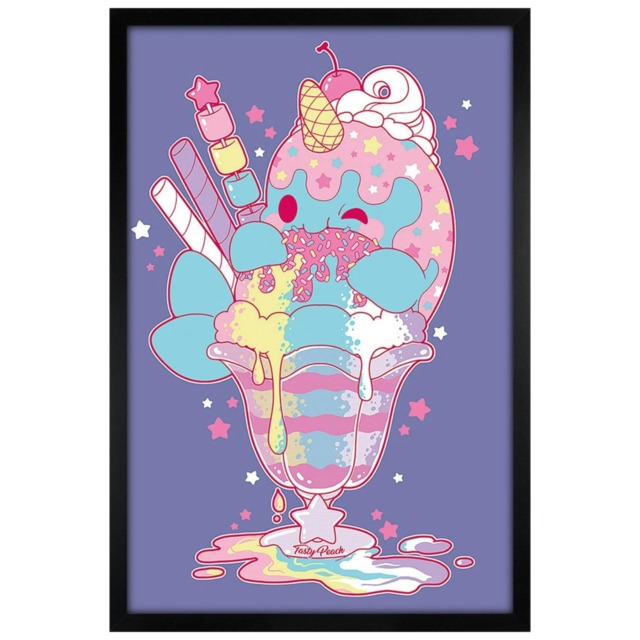 Black Wooden Framed Tasty Peach (Nomwhal) Maxi Poster Multi