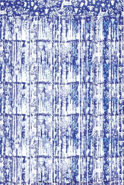 Christmas Reindeer Tinsel Curtain 3M x 1M Blue