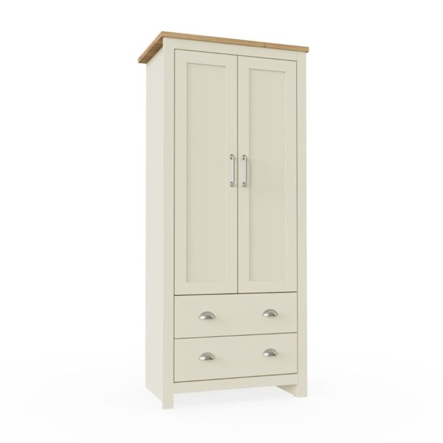 Lisbon Cream 2 Door Double Wardrobe 2 Drawers Bedroom Furniture Storage Cupboard