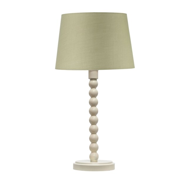 Bobbin - Ivory Lamp with Sage Green Cotton Shade