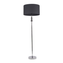 ValueLights Marissa Charcoal Grey Shade with Chrome Stacked Ball Floor Lamp and Bulb