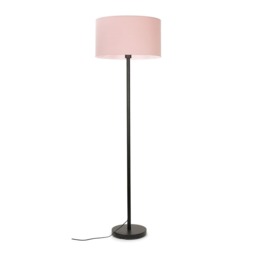 ValueLights Charlie Black Floor Lamp Pink Shade and Bulb