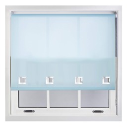 FURNISHED Daylight Roller Blinds with Large Eyelets Cut to Size Sheer Fabric Blue Duck Egg Blue (W) 180cm x (L) 210cm
