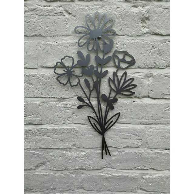 Summer Bouquet Garden Wall Art - W30 x H50 cm - Black