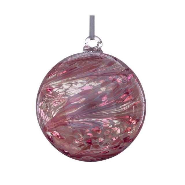Sienna Glass Hanging Ornament 10cm Friendship Ball - Pastel Pink