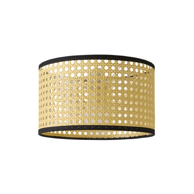 ValueLights Reni Small Wood Cane Natural Drum Floor Shade