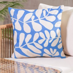 Cushion 43x43 Kyoto Fabric - Abstract Leaf Blue