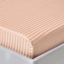 Homescapes Beige Egyptian Cotton Satin Stripe Fitted Sheet 330 TC, Small Double Cream Small Double