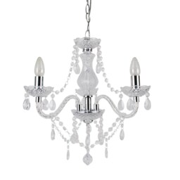 Clear and Chrome Marie Therese Style 3 x 40W Chandelier Clear Chrome 1