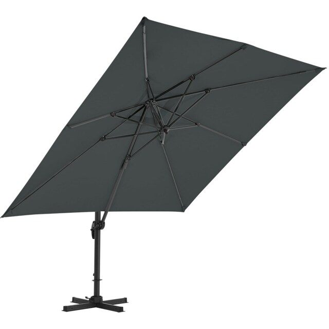 Living and Home Large Square Cantilever Parasol with Fillable Base - Dark Grey