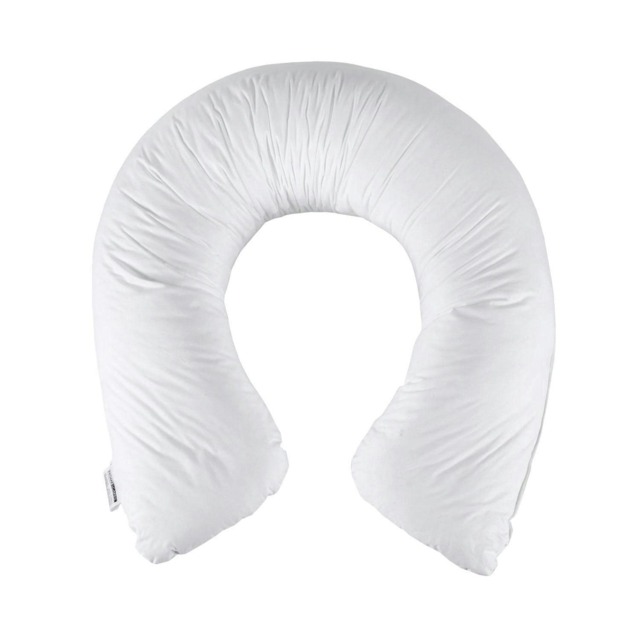 Homescapes U Shaped Comfort Pregnancy Pillow Goose Feather and Down White Width: 34 cm. Outer curve: 170 cm. Inner curve: 130 cm