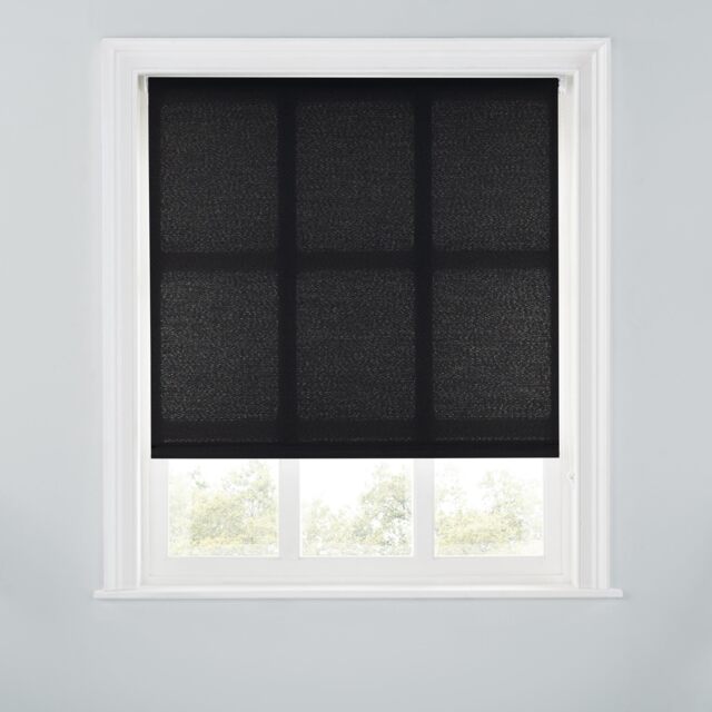 A.Unique Home Premium Trimmable Daylight Roller Window Blind - Light Filtering Fabric - 3FT - BLACK - 90CM (W) x 170CM (L)