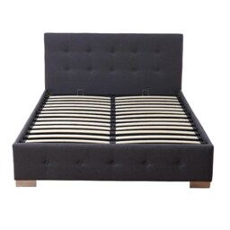 The Oslo Charcoal Linen Tufted Ottoman Bed Frame - Double Grey Charcoal Double