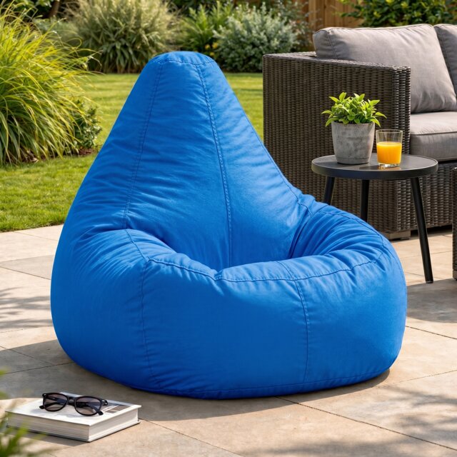 Icon Dalton High Back Adult Gaming Indoor Outdoor Bean Bag Chair, Blue