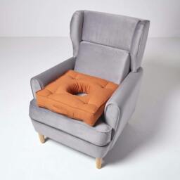 "Homescapes Terracotta Pressure Relief Armchair Booster Cushion Orange Terracotta 50cm x 50cm x 10cm (20"" x 20"" x 4"")"