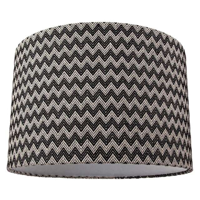 Modern Trendy Zig Zag Chevron Effect Black and White Cotton Shade Black Black 1