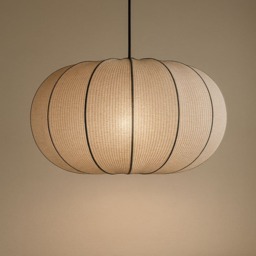CGC LILA Grey Oval Ribbed Cotton Lampshade