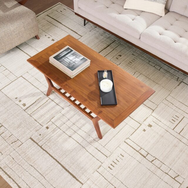 LIVABLISS Alba-Modern Graphic Rug 160 x 213 cm Taupe Brown