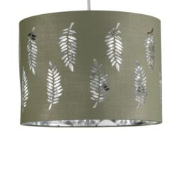 Fern - Sage Green Cut Out 25cm Pendant Lightshade Green Silver Medium 1