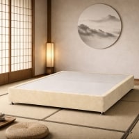 Kyoto Low Platform Divan Bed 6FT Superking Cream Plush Velvet