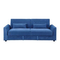 Baxter 3-Seater Corduroy Clic-Clack Sofa Bed with Hidden Storage - Blue Blue Blue Three Seater 1