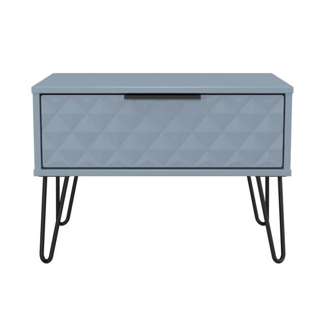 Islay 1 Drawer Wide Bedside Table in Denim Blue (Ready Assembled) Blue Denim Blue
