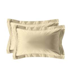 Luxury 200TC Oxford Border Pillowcase Pair Soft Feel Cream Cream