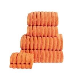 Ribbed Pure Cotton Face Towels Super Soft and Absorbant Orange Face cloth 1