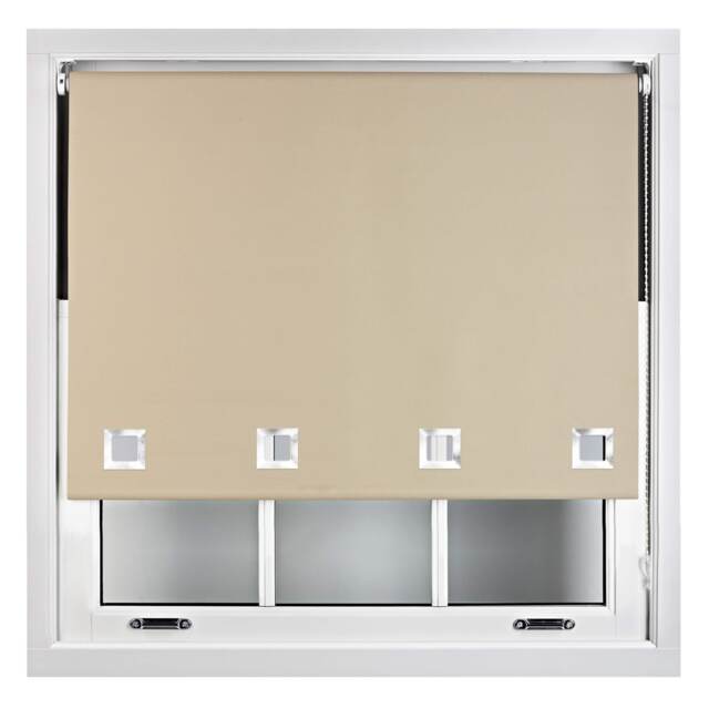 FURNISHED Blackout Roller Blinds with Large Square Eyelets Made to Measure Window Shade Brown Cappuccino (W) 90cm x (L) 210cm