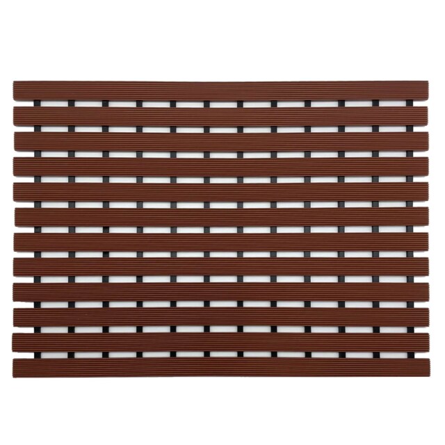 PVC Duckboard Non-Slip Shower Mat - 61cm x 43cm Brown Brown