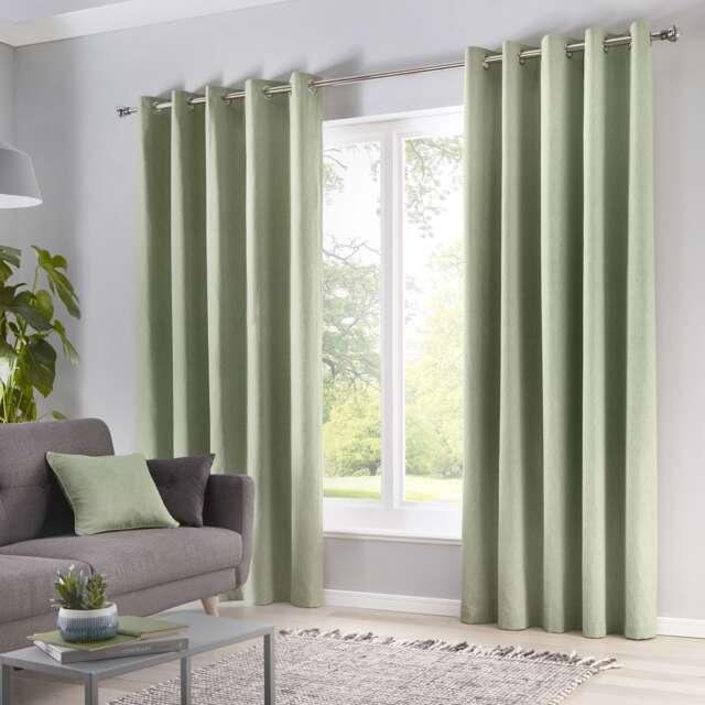 Fusion Sorbonne Eyelet Curtains Green