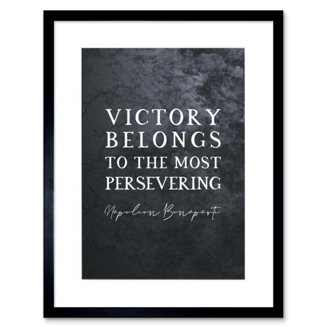 "Slate Quote Napoleon Bonaparte Victory 9x7"" Black Framed Wall Art Print"