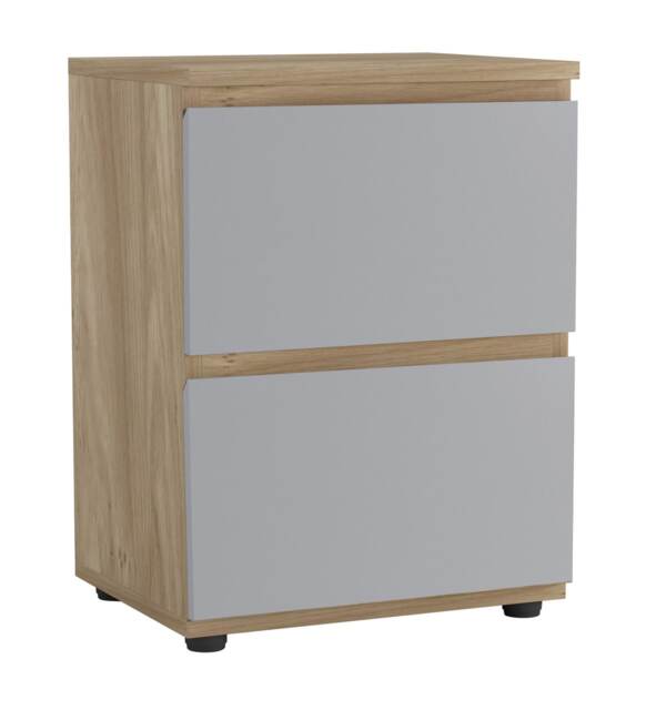 Skagen Minimalist Chest of 2 Drawers Brown Oak & Grey 1