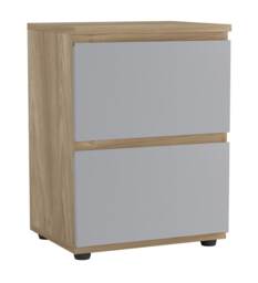Skagen Minimalist Chest of 2 Drawers Brown Oak & Grey 1