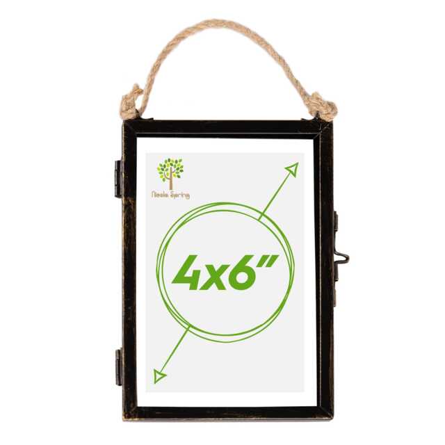 "Nicola Spring Hanging Metal Photo Frame - 4"" x 6"" - Black"