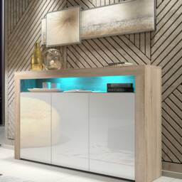 TV Unit TV Stand Sideboard Storage Cabinet Cupboard Oak White High Gloss LED 155cm