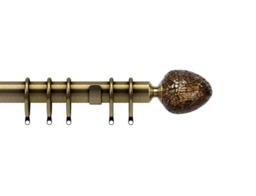 35mm Fixed Length Metal Curtain Pole Set Antique Brass Alexia Finial 170cm Bronze Bronze