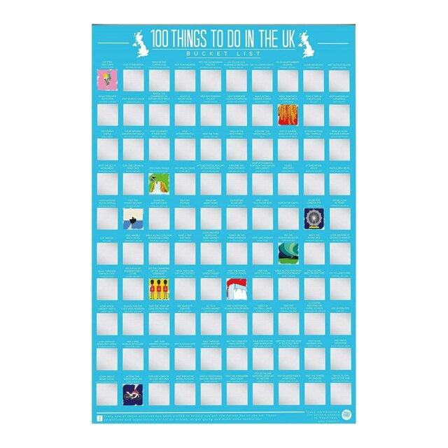 Gift Republic 100 Things To Do With In The UK Bucket List Scratch Poster