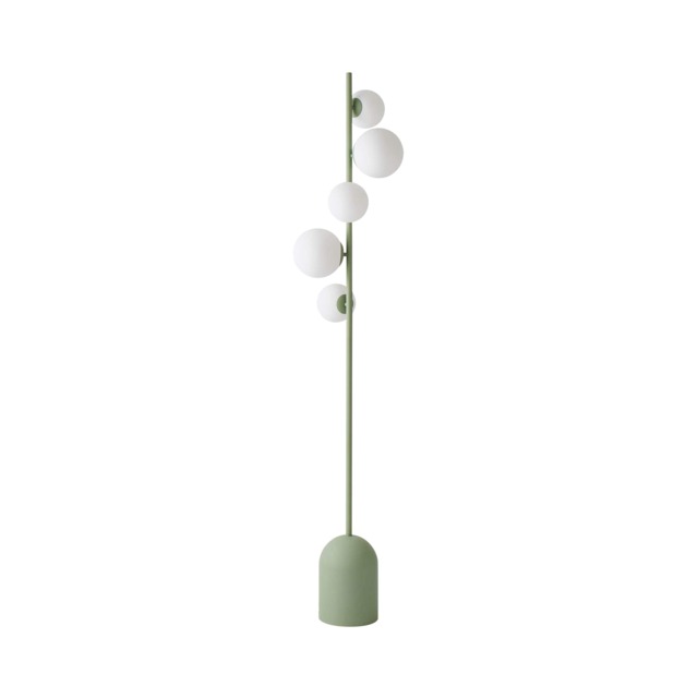 ValueLights Marlow Sage Green Opaque Glass Globe 5 Way Floor Lamp Green