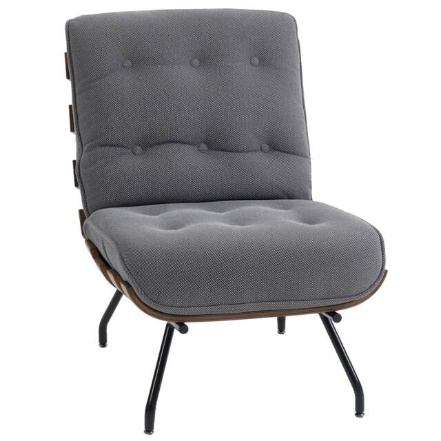 HOMCOM Accent Chair, Reading Chair with Spring Cushion, Dark Grey Grey Dark Grey Not provided
