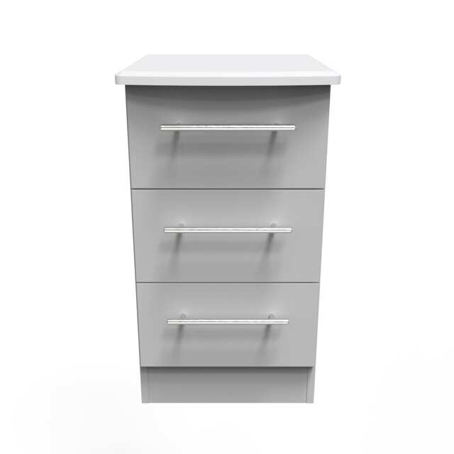 Carlton 3 Drawer Bedside Cabinet in Grey Matt (Ready Assembled) Grey Grey Matt