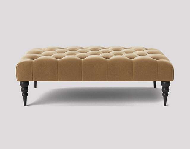 Alyana 137cm Rectangle Ottoman Bench with Wooden Legs- Mink Plush Velvet Chesterfield Upholstered Footstool