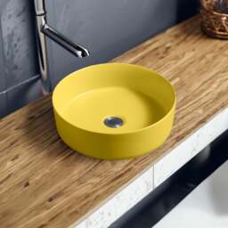 Limoge 7844-Y Ceramic Vert Round Countertop Basin in Yellow