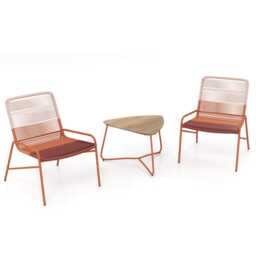 COSTWAY 3 Piece Patio Bistro Set Outdoor Rattan Furniture Set-Orange