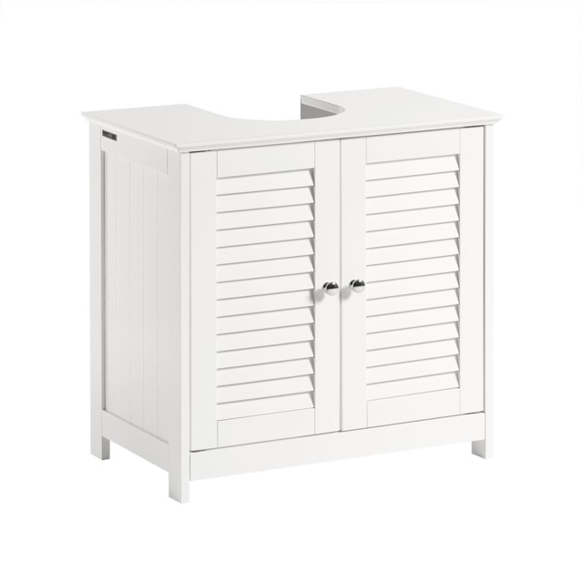 SoBuy FRG237-II-W,Under Sink Bathroom Cabinet with Adjustable Shelves White White 1