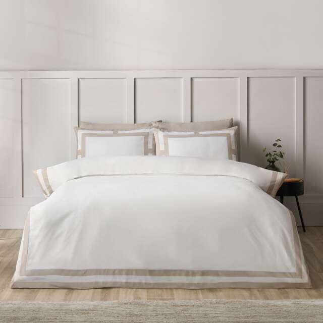 Catherine Lansfield So Soft Mono Panel Duvet Cover Set Cream Natural Double
