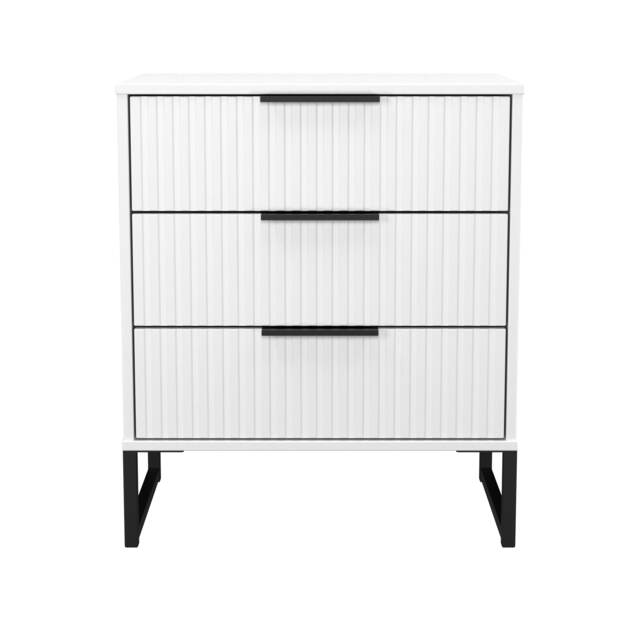 Menai 3 Drawer Midi Chest of Drawers in White Matt (Ready Assembled) White White Matt