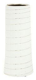 Haldis Small White Silver Stripe Ceramic Vase White